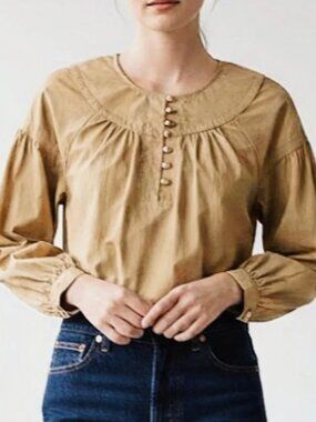 J Crew: Shirred popover top in cotton poplin NWT
